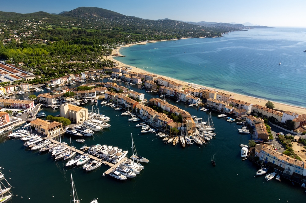 Aerial view of the Gulf of Saint-Tropez in the Var department.